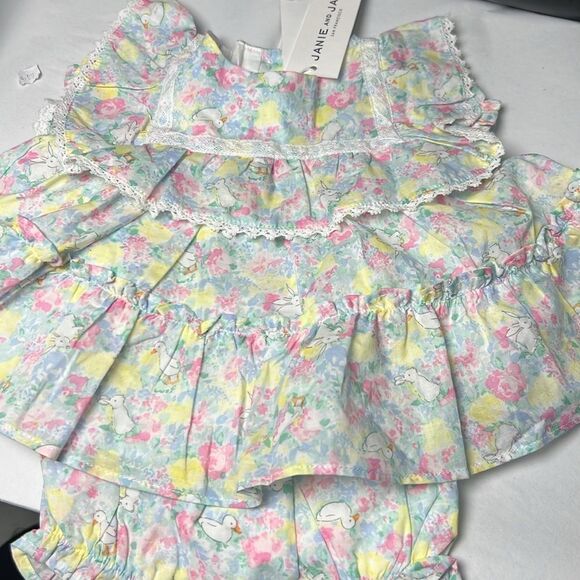 Janie and Jack 100048716 Baby Floral Ruffle Matching Set size 0-3 months NWT - Picture 4 of 14